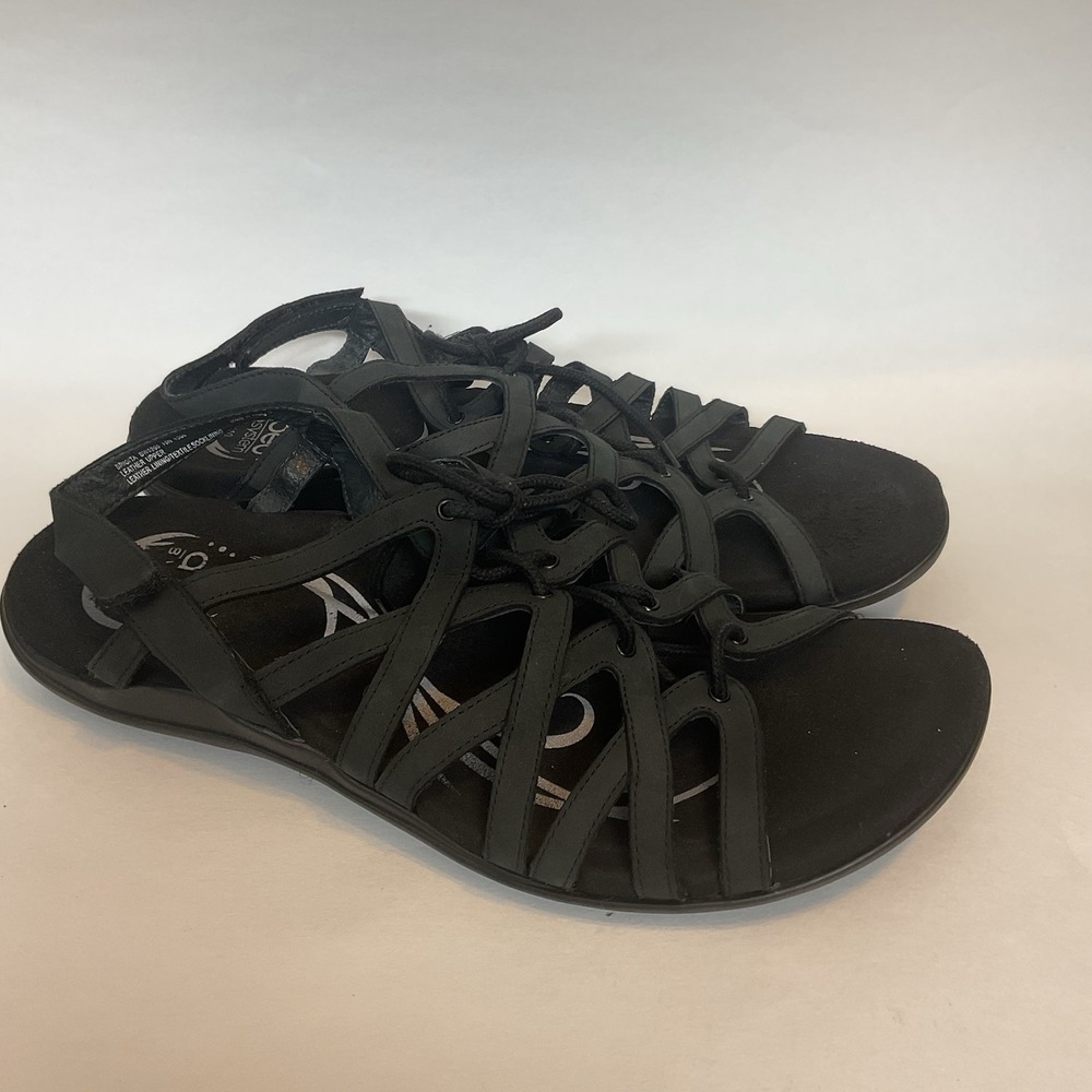 Abeo Brigita Neutral BIO Systems Lace Up Gladiator Black Sandals Women's 10